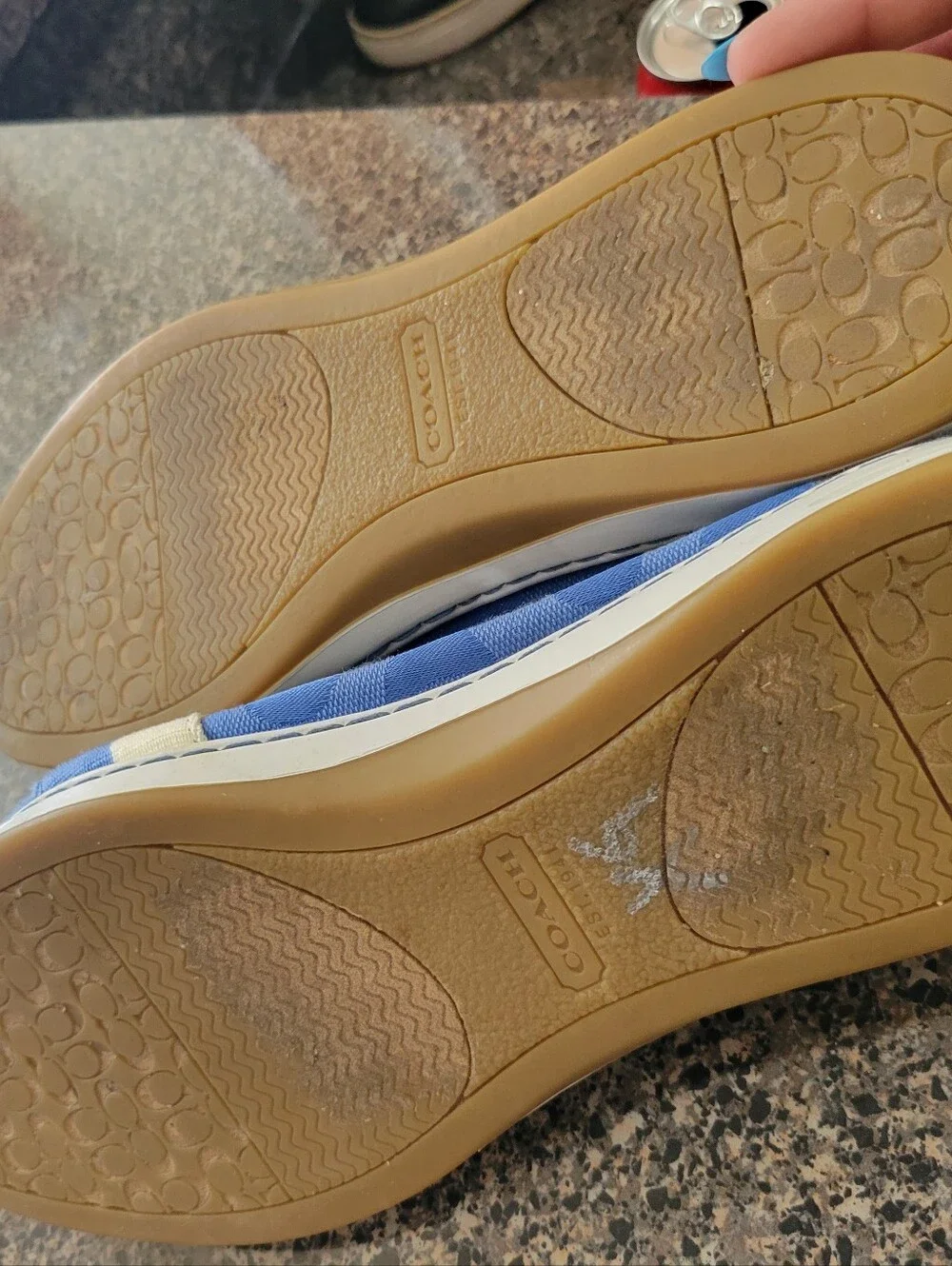 COACH Blue Monogram Canvas Top Sider Boat Shoes Loafers Womens Size 8 B